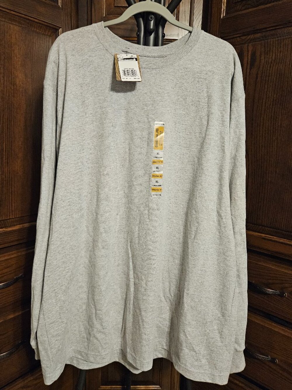 NWT Carhartt Men's XL Gray Original Fit Long Sleeve Logo T-Shirt